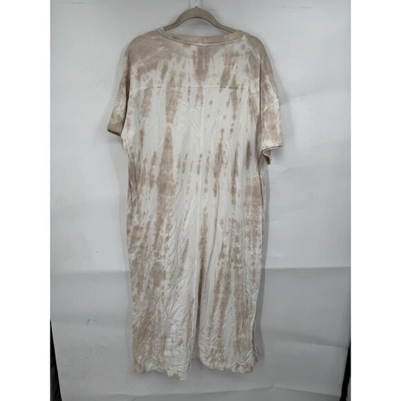 Old Navy Loose Vintage Inspired Tie Dye Shirt Dress Women XL Tan Retro Summer - Picture 3 of 8
